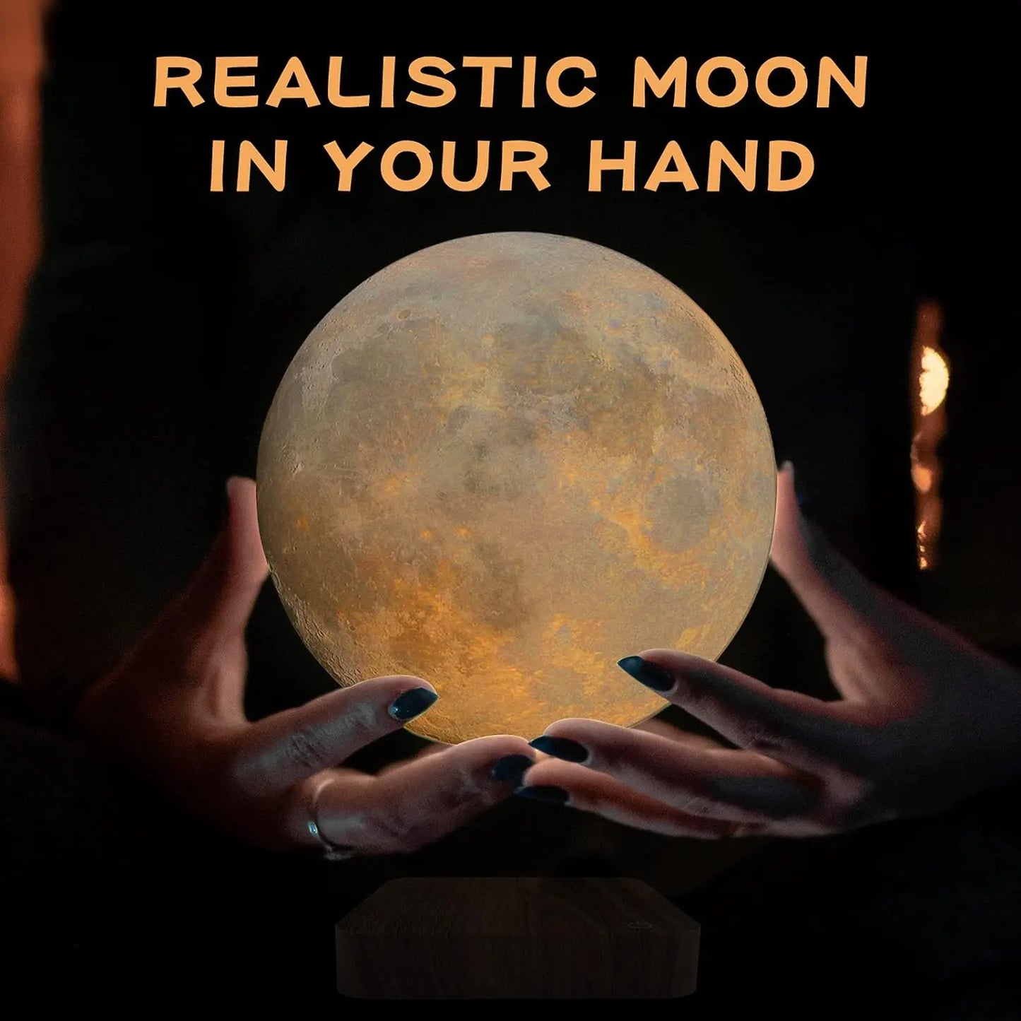 Homira Levitating Moon Lamp – Magnetic Floating 3D LED Night Light with Wooden Base & 3 Color Modes, Perfect Gift for Home & Office