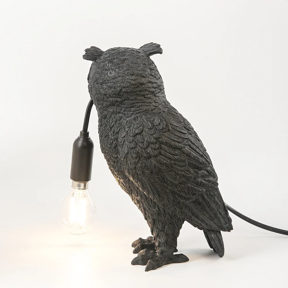 Homira Modern Owl Table Lamp – Creative Resin Animal Light for Bedroom, Bedside & Living Room Home Decor