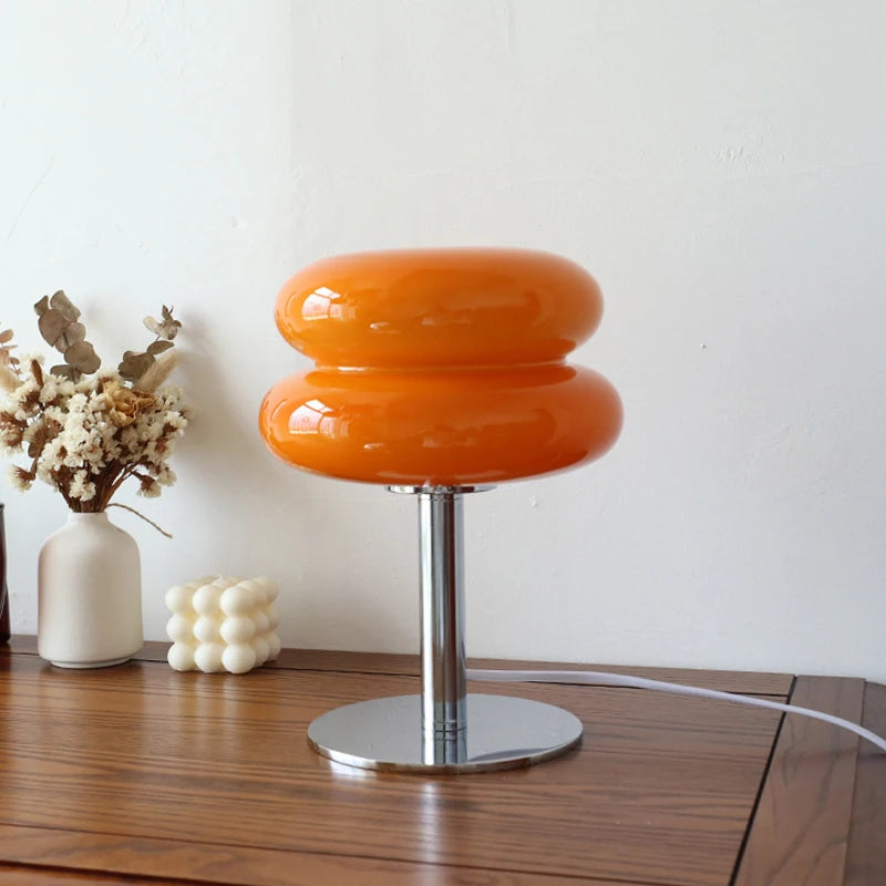 Homira Living Space Macaron Glass Table Lamp – Trichromatic Dimming Night Light for Bedroom, Bedside & Living Room Decor