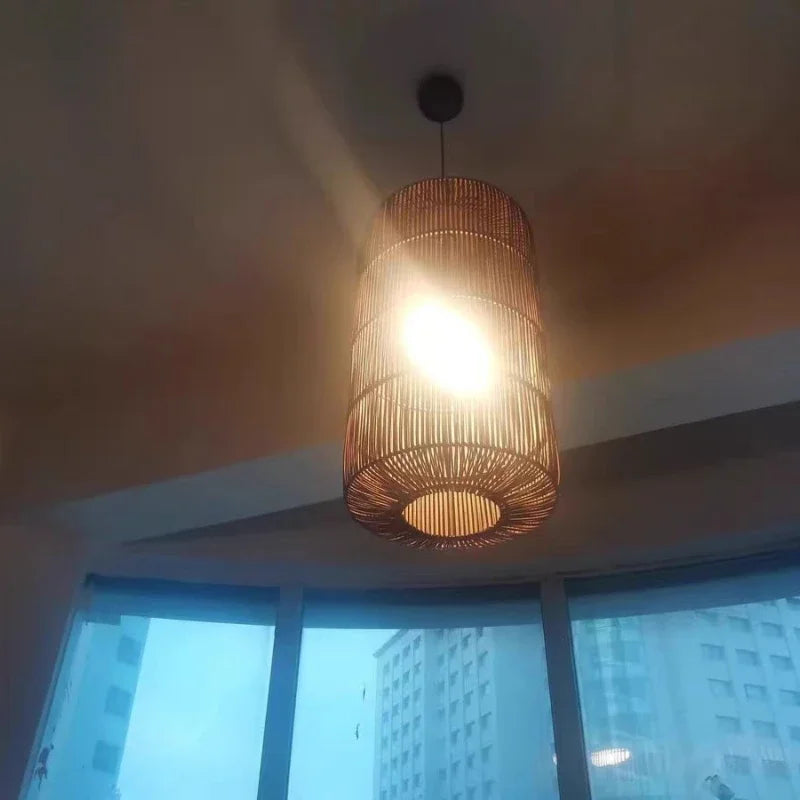 Homira Living Space Chinese Retro Rattan Pendant Lamp – Handmade LED Chandelier for Living Room, Bedroom, Restaurant & Homestay Decor