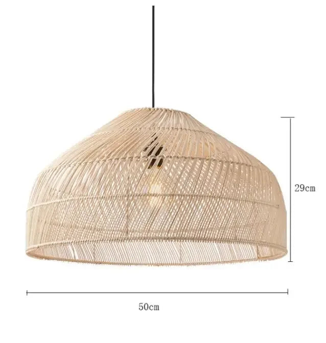 Homira Living Space Japanese Wooden Rattan Pendant Light – Handmade Tatami Chandelier for Bedroom, Study & Restaurant Decor