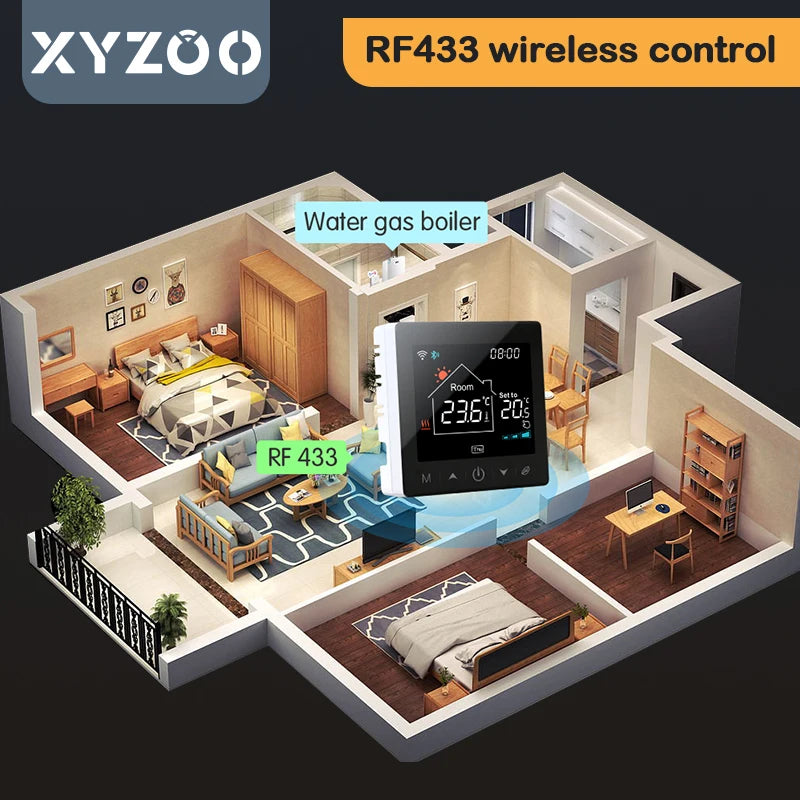 Homira WiFi Wireless Smart Thermostat – Gas Boiler & RF433 Floor Heating Controller with Receiver, Works with Alexa & Google Home