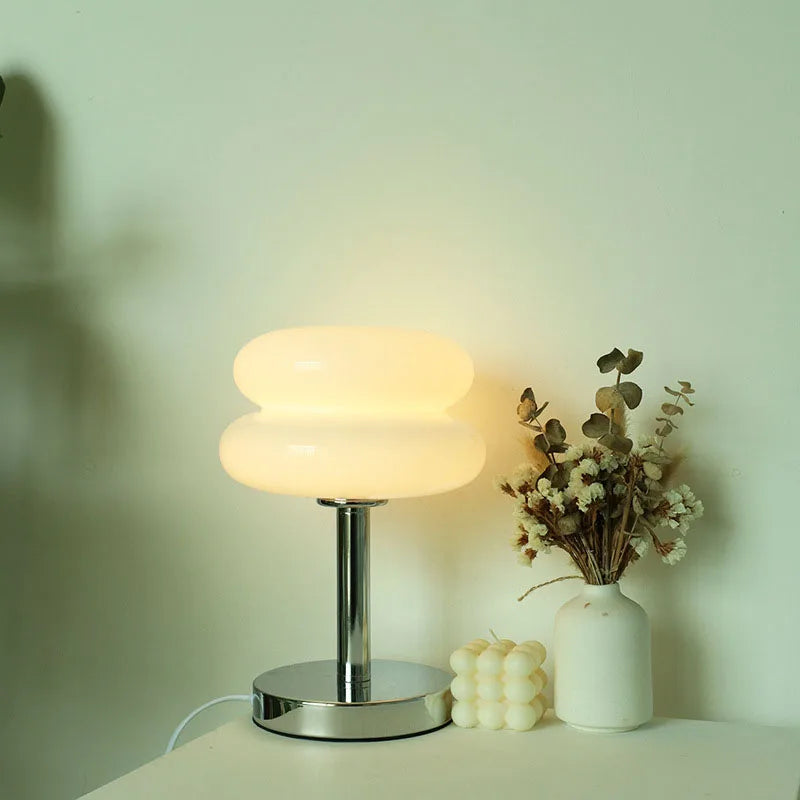 Homira Living Space Macaron Glass Table Lamp – Trichromatic Dimming Night Light for Bedroom, Bedside & Living Room Decor