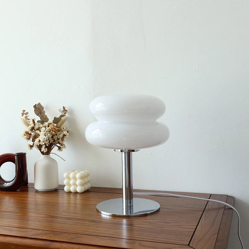 Homira Living Space Macaron Glass Table Lamp – Trichromatic Dimming Night Light for Bedroom, Bedside & Living Room Decor
