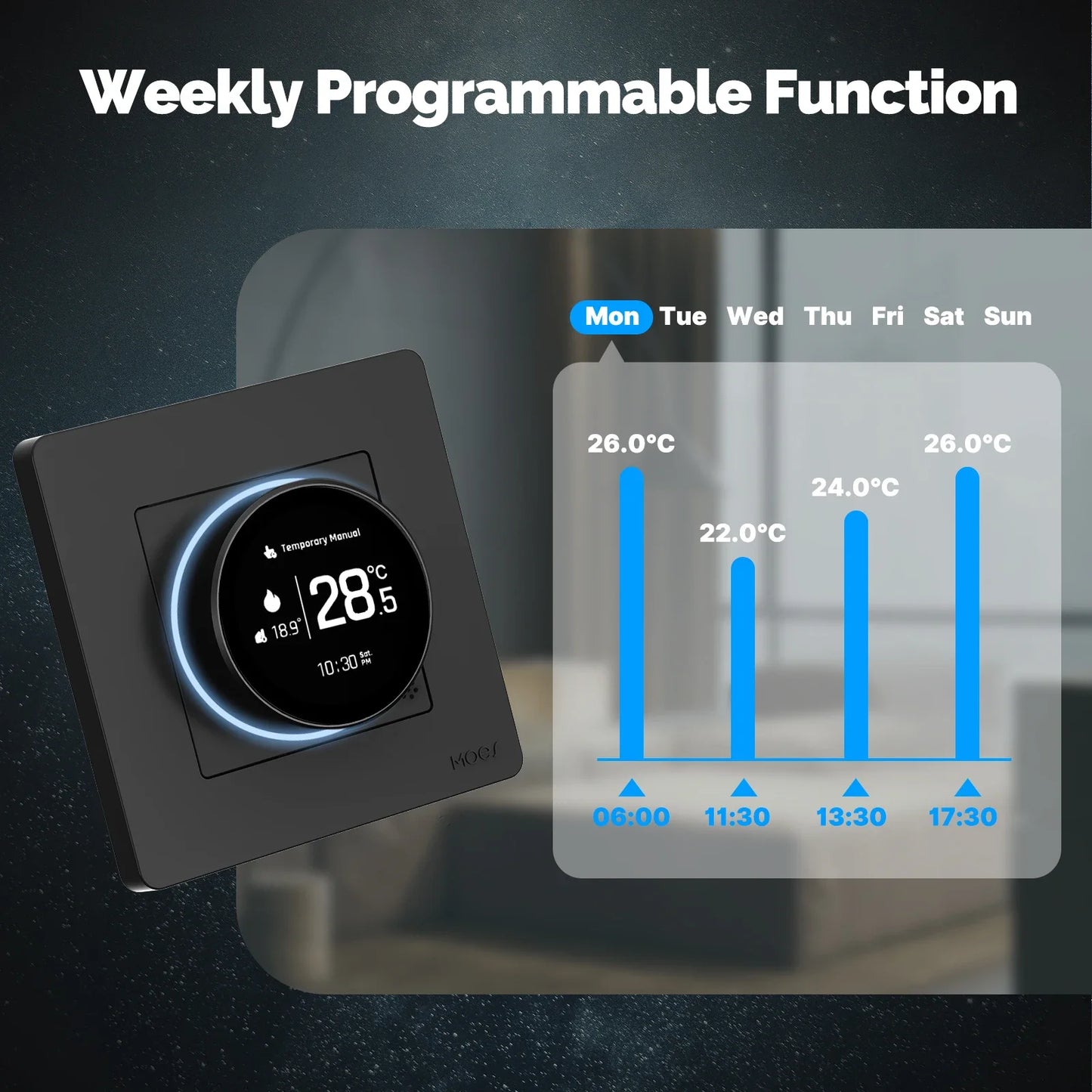 Homira ZigBee Smart Knob Thermostat – Star Ring Series Temperature Controller for Water Boiler & Electric Heating, Works with Alexa & Google Home