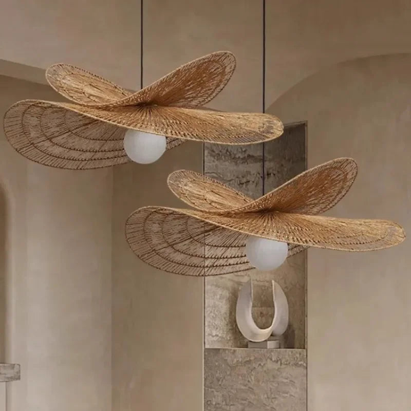 Homira Living Space Rattan Pendant Light – Wabi-Sabi Handwoven Chandelier for Dining, Living Room & Bedroom Decor