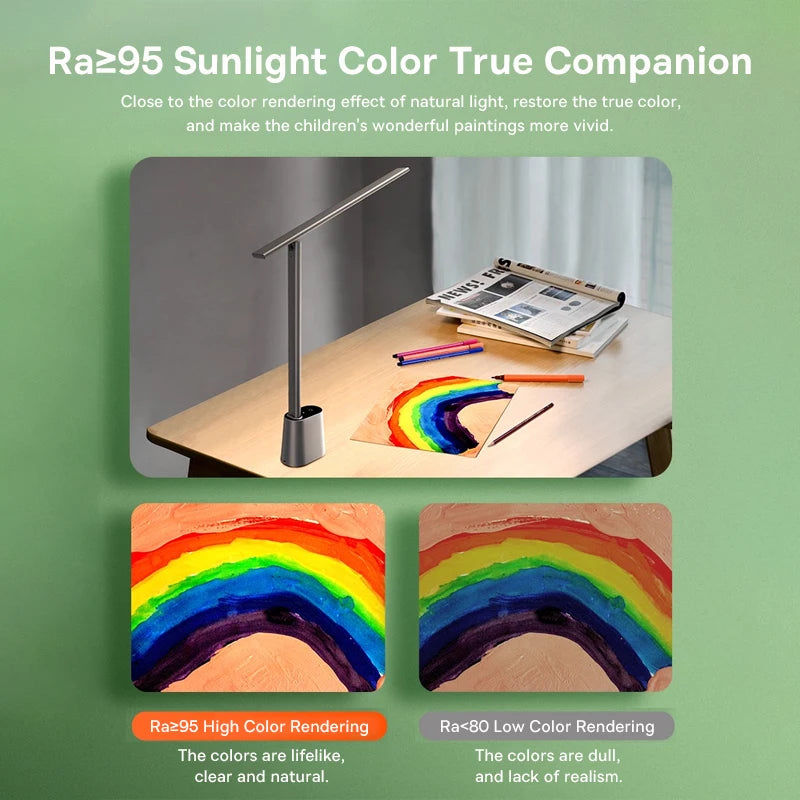 Homira Foldable LED Desk Lamp – 180° Adjustable, Rechargeable Auto-Dimming Light with Eye Protection for Study & Bedroom