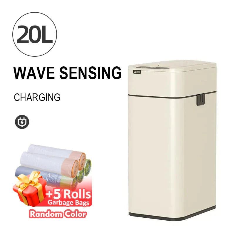 Homira 20L Smart Trash Can – Stainless Steel Rectangular Bin with Two-Way Motion Sensor & Automatic Bagging for Kitchen & Home