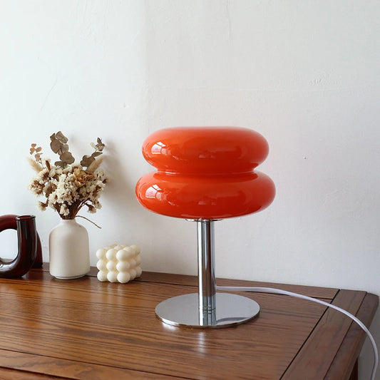 Homira Living Space Macaron Glass Table Lamp – Trichromatic Dimming Night Light for Bedroom, Bedside & Living Room Decor
