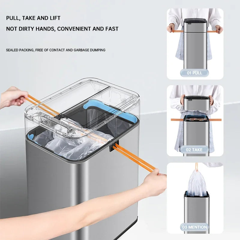 Homira Smart Sensor Trash Can – Large-Capacity Stainless Steel Automatic Bin (9L–60L) for Kitchen & Home