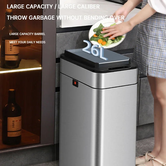 Homira Smart Sensor Trash Can – Large-Capacity Stainless Steel Automatic Bin (9L–60L) for Kitchen & Home