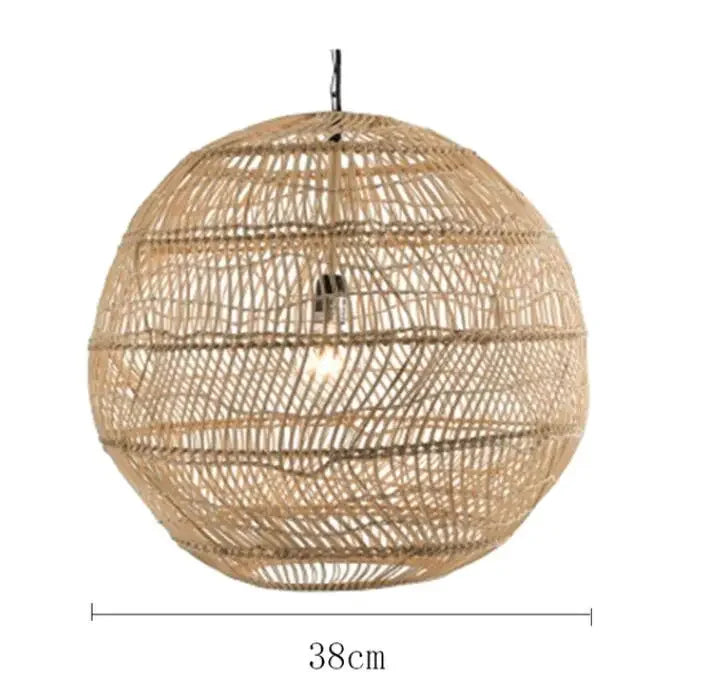 Homira Living Space Japanese Wooden Rattan Pendant Light – Handmade Tatami Chandelier for Bedroom, Study & Restaurant Decor