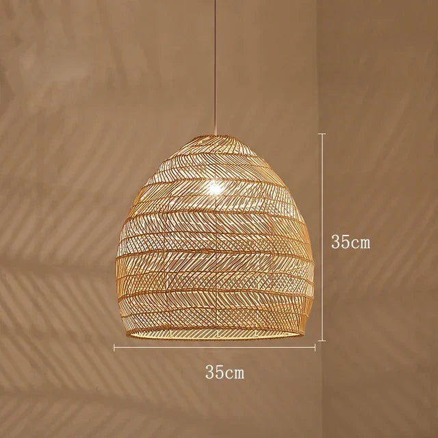 Homira Living Space Japanese Wooden Rattan Pendant Light – Handmade Tatami Chandelier for Bedroom, Study & Restaurant Decor