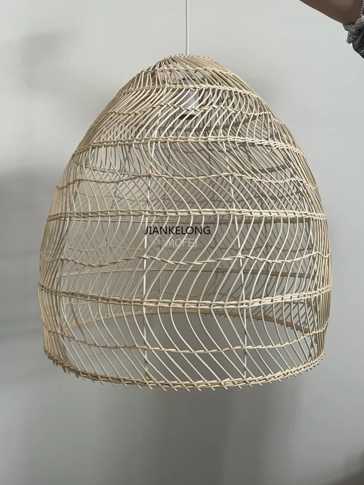 Homira Living Space Japanese Wooden Rattan Pendant Light – Handmade Tatami Chandelier for Bedroom, Study & Restaurant Decor