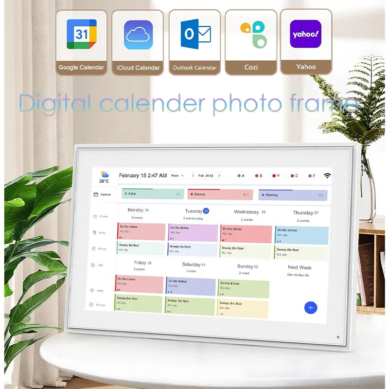 Homira 10" Smart Digital Frame – Touchscreen Calendar & Chore Chart with Photo/Video Display for Family Schedules