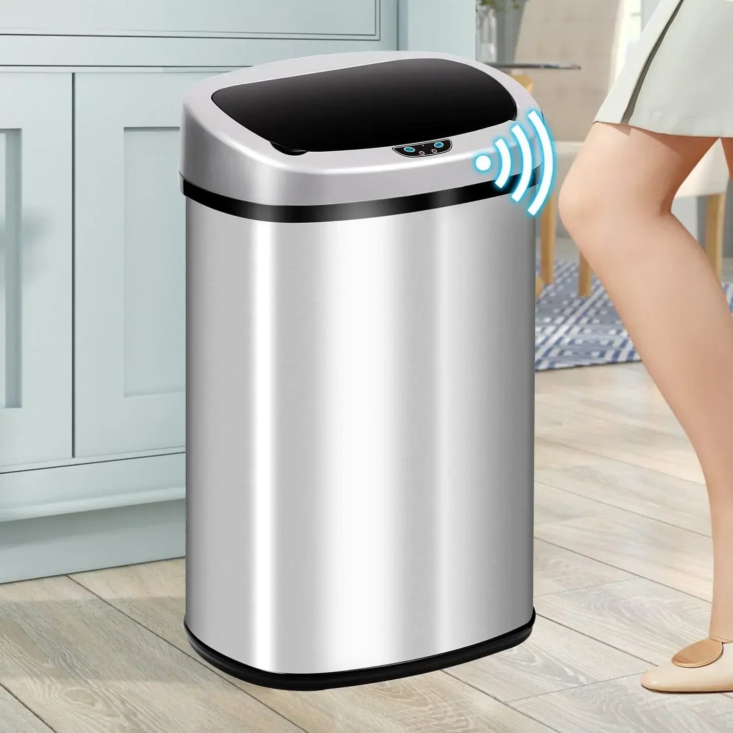 Homira 13-Gallon Smart Kitchen Trash Can – 50L Stainless Steel Motion Sensor Automatic Touch-Free Garbage Bin