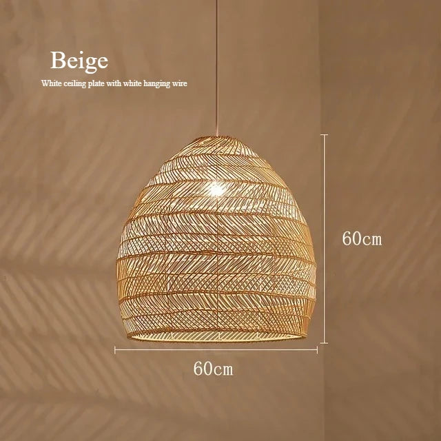 Homira Living Space Japanese Wooden Rattan Pendant Light – Handmade Tatami Chandelier for Restaurant, Bedroom & Study Room Decor