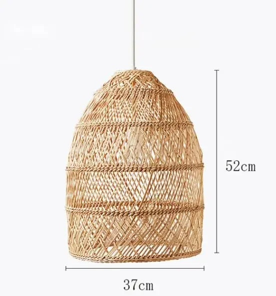 Homira Living Space Japanese Wooden Rattan Pendant Light – Handmade Tatami Chandelier for Bedroom, Study & Restaurant Decor