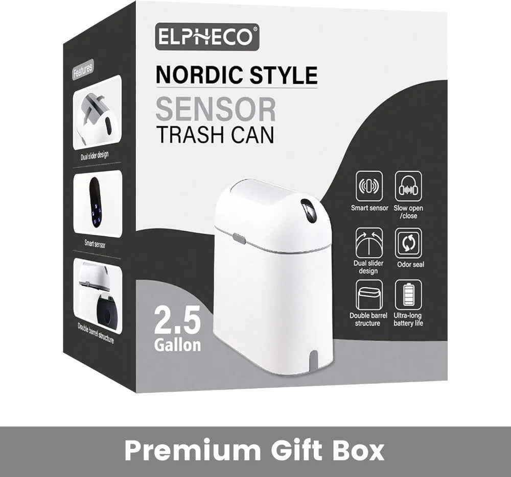 Homira 2.5-Gallon Smart Bathroom Trash Can – Motion Sensor Waterproof Bin with Butterfly Lid, Modern Bathroom Decor