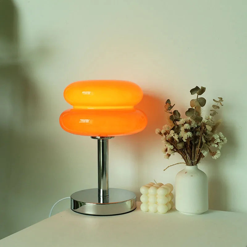 Homira Living Space Macaron Glass Table Lamp – Trichromatic Dimming Night Light for Bedroom, Bedside & Living Room Decor