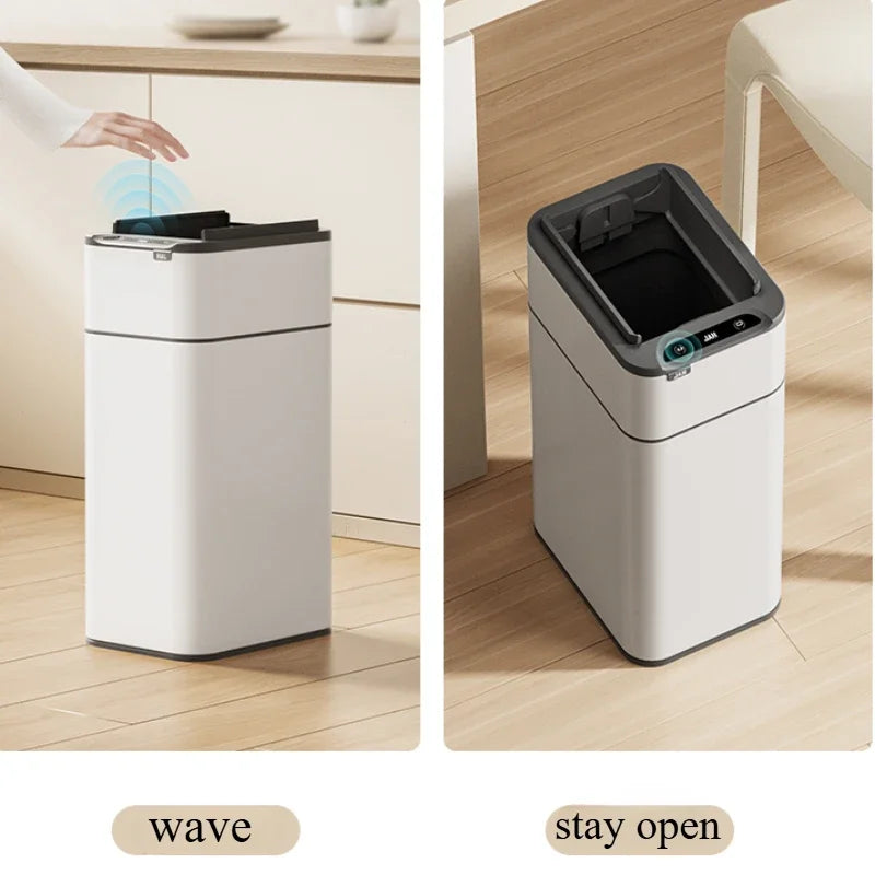 Homira 20L Smart Trash Can – Stainless Steel Rectangular Bin with Two-Way Motion Sensor & Automatic Bagging for Kitchen & Home