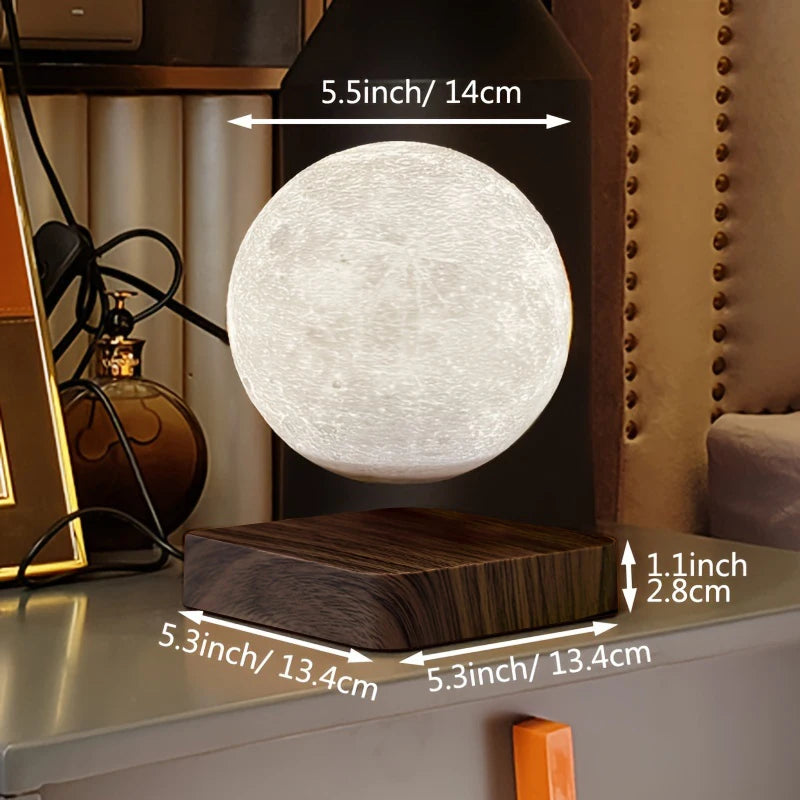 Homira Levitating Moon Lamp – Magnetic Floating 3D LED Night Light with Wooden Base & 3 Color Modes, Perfect Gift for Home & Office