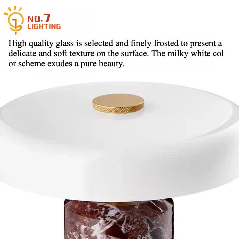 Homira Danish Marble Table Lamp – Portable LED Desk Light with Touch Switch & Rechargeable Battery for Bedroom, Living Room & Study