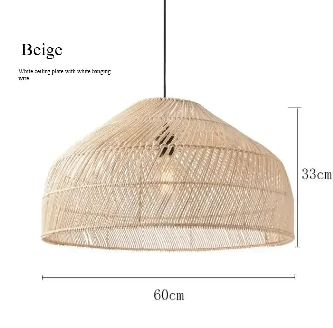 Homira Living Space Japanese Wooden Rattan Pendant Light – Handmade Tatami Chandelier for Restaurant, Bedroom & Study Room Decor