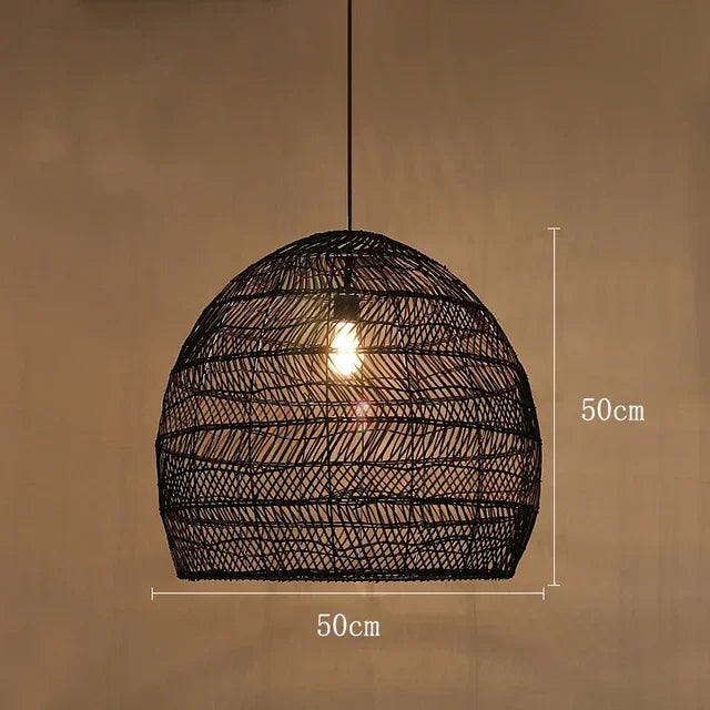 Homira Living Space Japanese Wooden Rattan Pendant Light – Handmade Tatami Chandelier for Restaurant, Bedroom & Study Room Decor