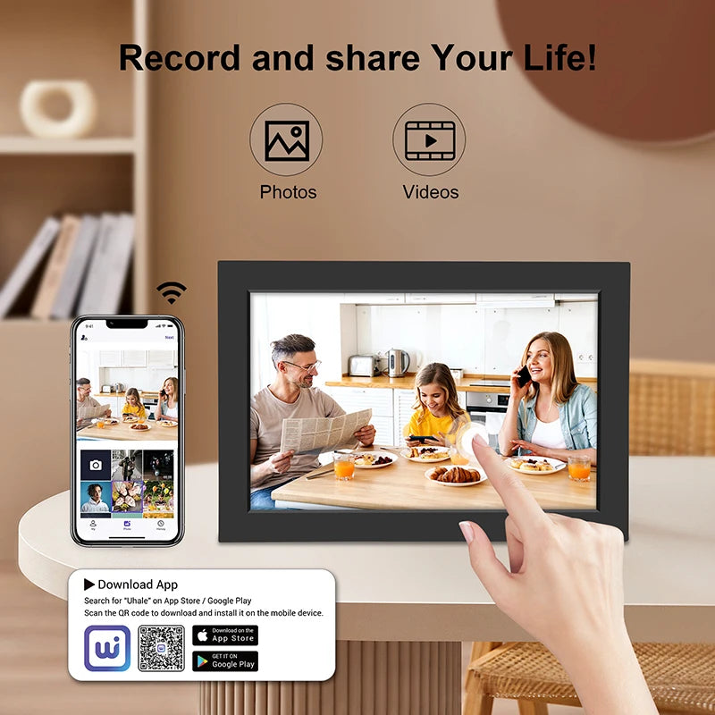 Homira 10.1" WiFi Digital Photo Frame – Smart IPS HD Touchscreen Picture Frame with 32GB Storage, Perfect Gift for Family