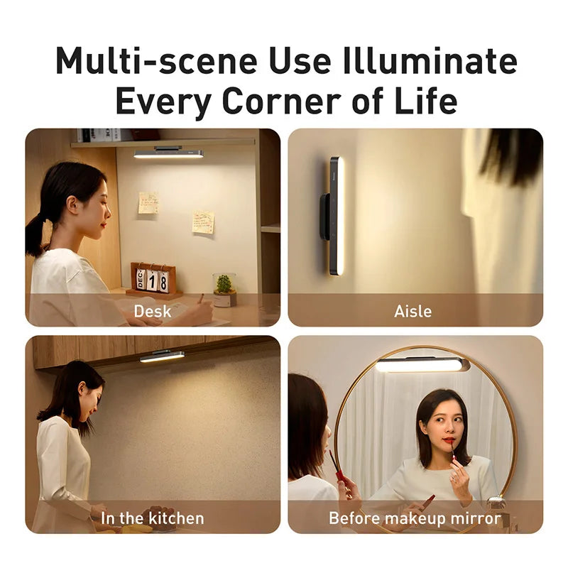 Homira Magnetic LED Desk Lamp – Dimmable USB Rechargeable Light for Cabinet, Closet, Bedside & Reading