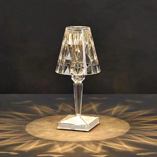Homira Portable Diamond Table Lamp – Modern Acrylic Crystal Wireless Night Light with Lampshade for Bedroom & Desk Decor