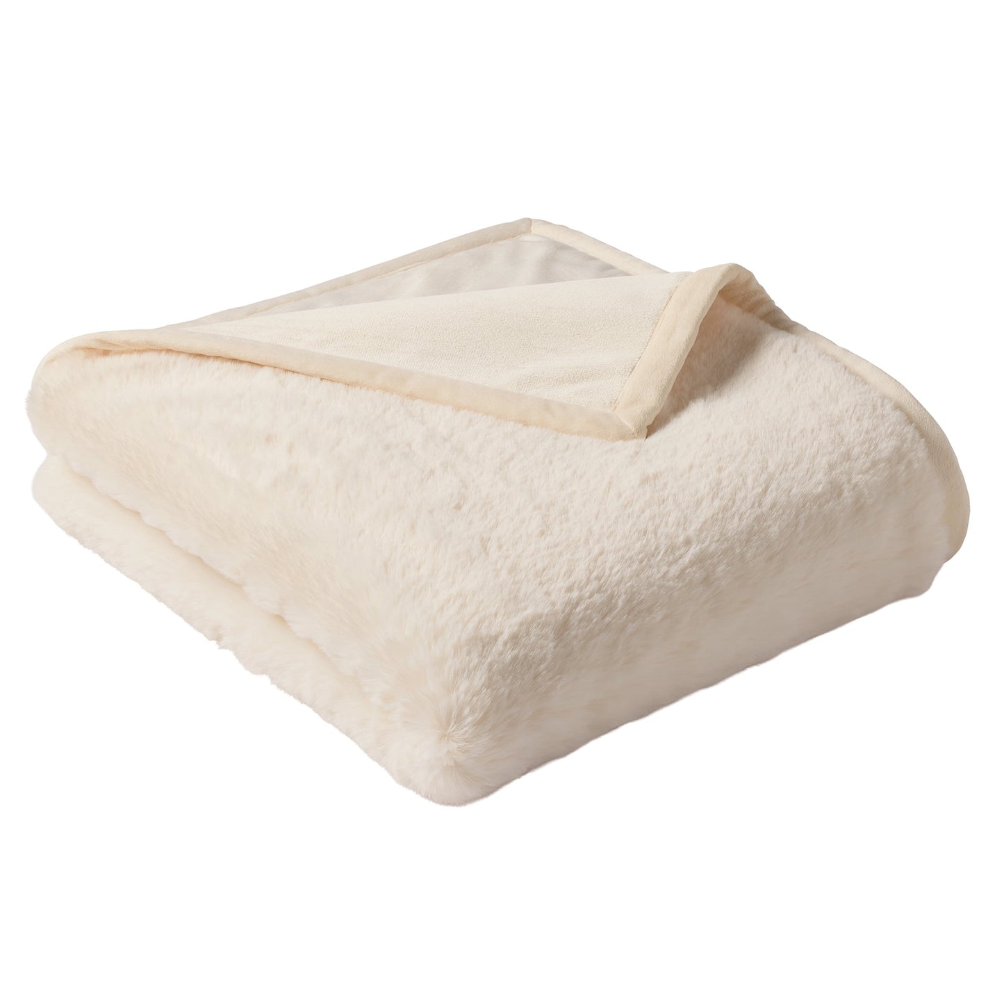 Homira Ivory Faux Fur Ultra Soft Luxury Oversize Throw Blanket 50" x 72", Vanilla Dream